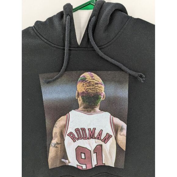 Mitchell & Ness Pacsun Dennis Rodman Black Graphic Hoodie Sweatshirt, Medium - Picture 3 of 8